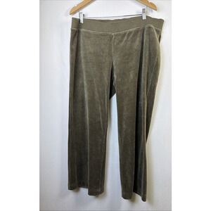 Cabi Pants XL Women's olive green Velvet Velour style 407 wide leg lounge casual